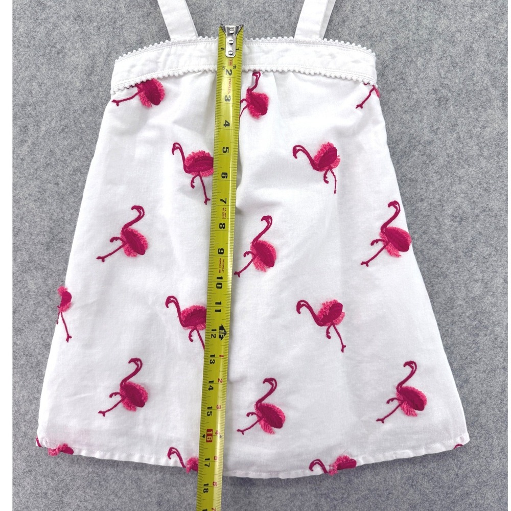 Janie and Jack Girls White Pink Embroidered Flamingo Dress Size 3 Summer Cotton‎ - Picture 6 of 7